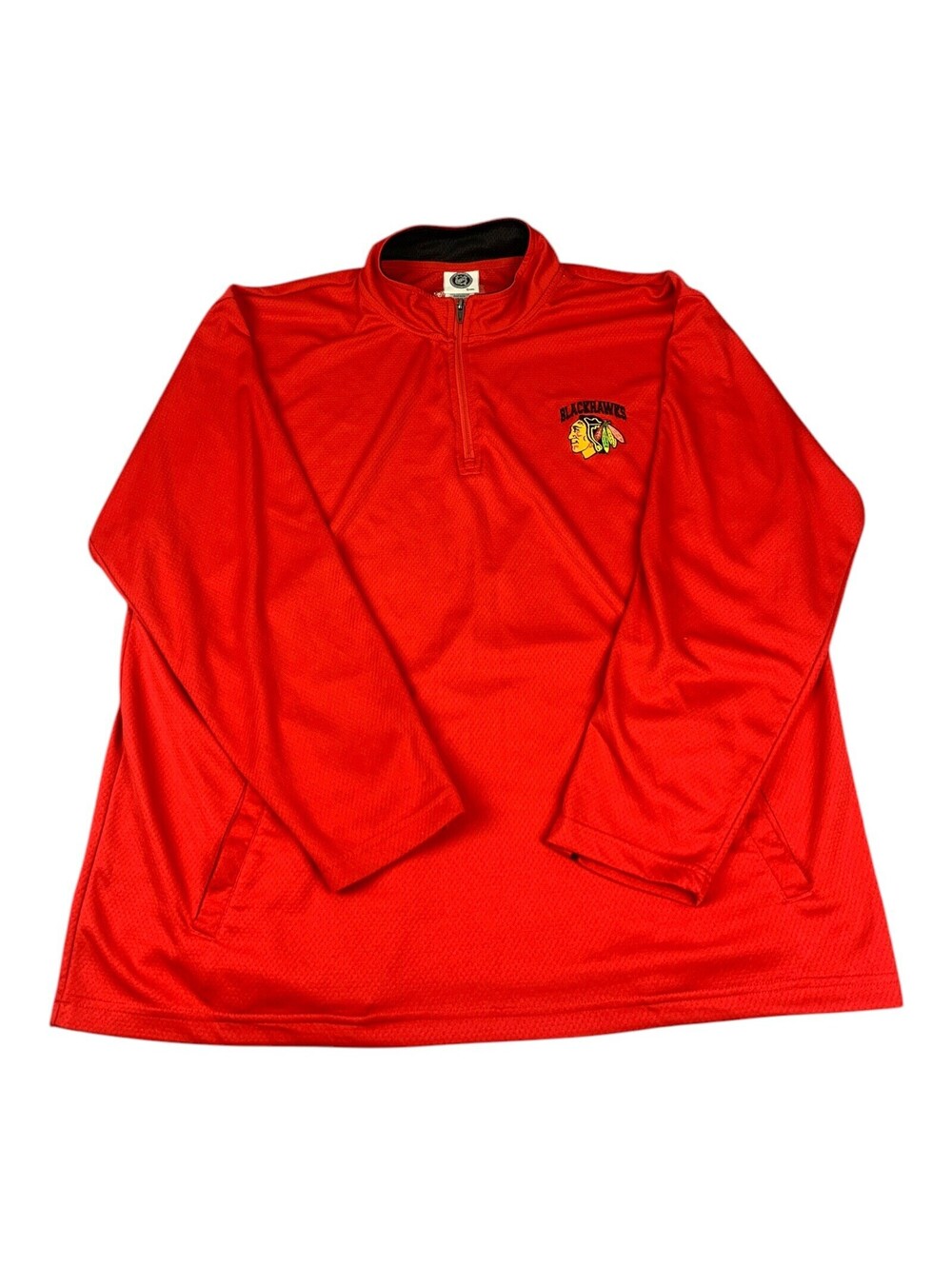 Chicago Blackhawks Men’s 1/4 Zip Pullover Embroidered Red NHL, Size XXL